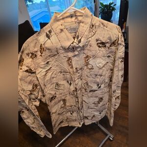 Vintage Print Button-Up Shirt